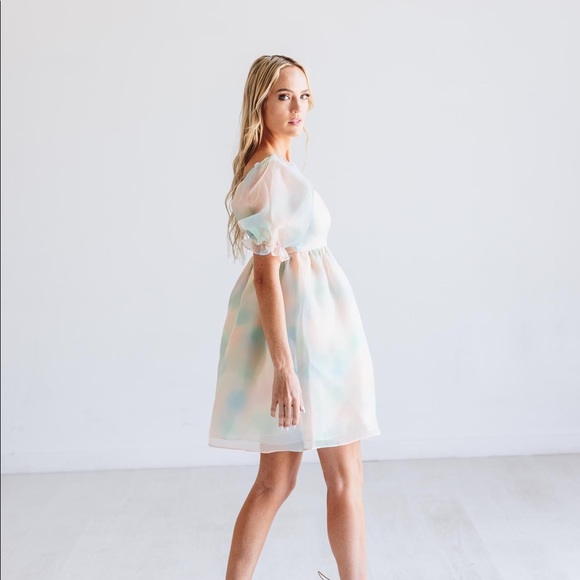 NWT ENDLESS ROSE Ombre Puff Babydoll Dress - Picture 2 of 4
